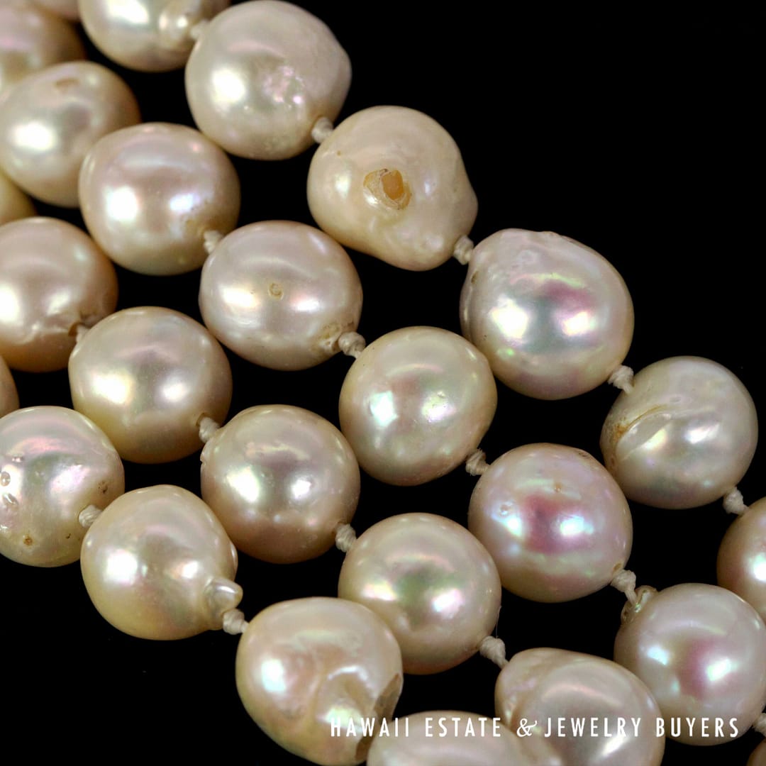 Baroque South Sea Pearl Necklace with Diamond 14K Yellow Gold Clasp 17" - Image 6