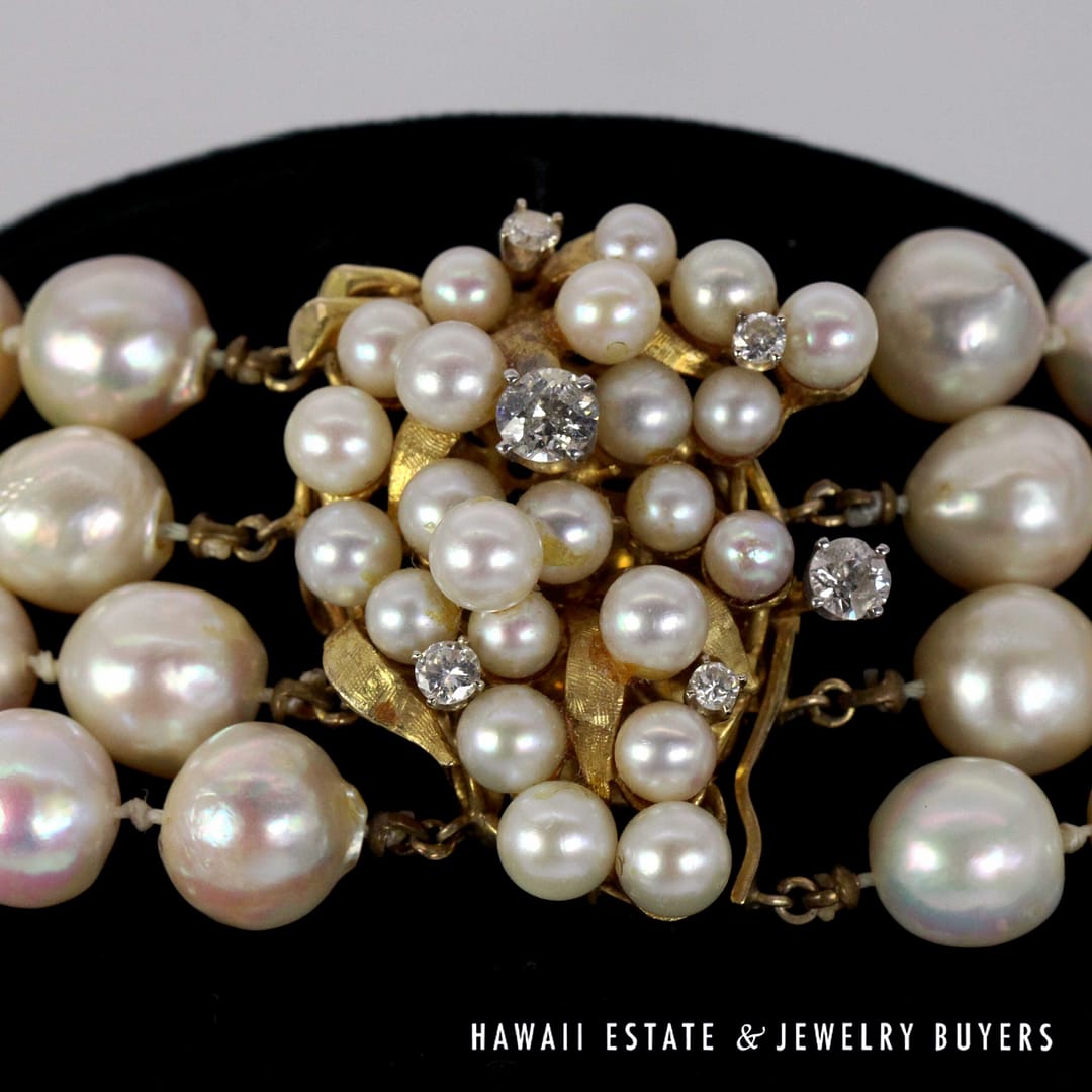 Baroque South Sea Pearl Necklace with Diamond 14K Yellow Gold Clasp 17" - Image 5
