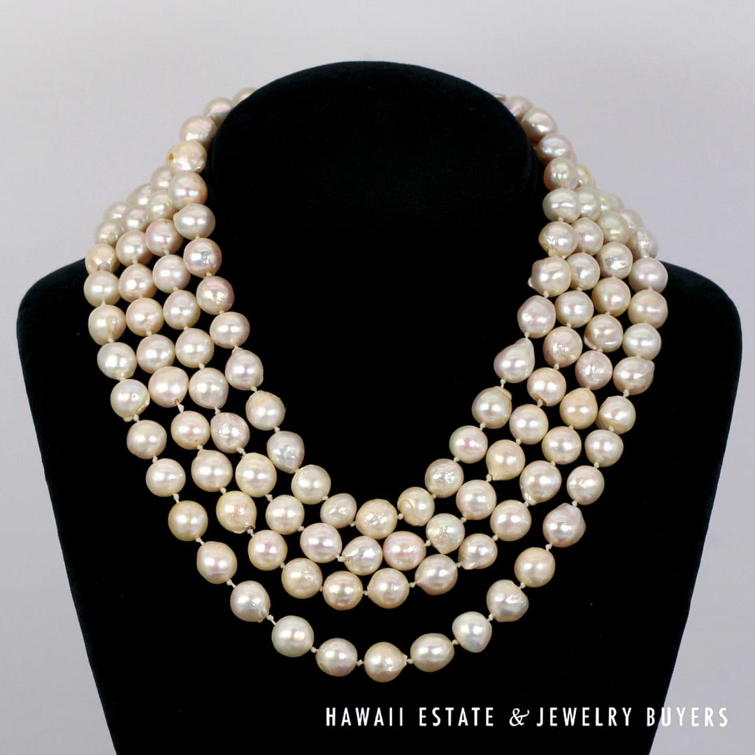 Baroque South Sea Pearl Necklace with Diamond 14K Yellow Gold Clasp 17"