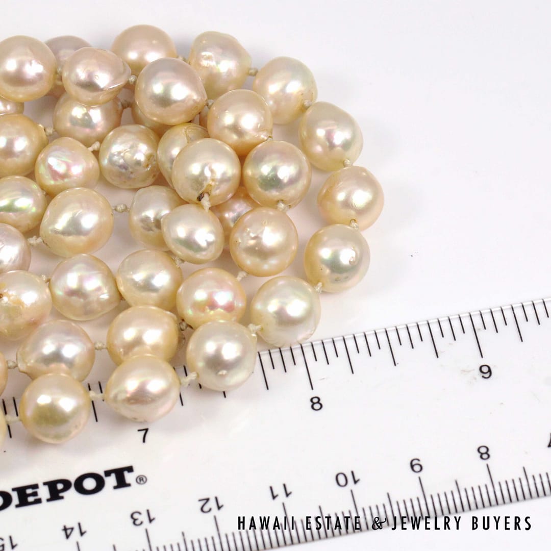 Baroque South Sea Pearl Necklace with Diamond 14K Yellow Gold Clasp 17" - Image 9