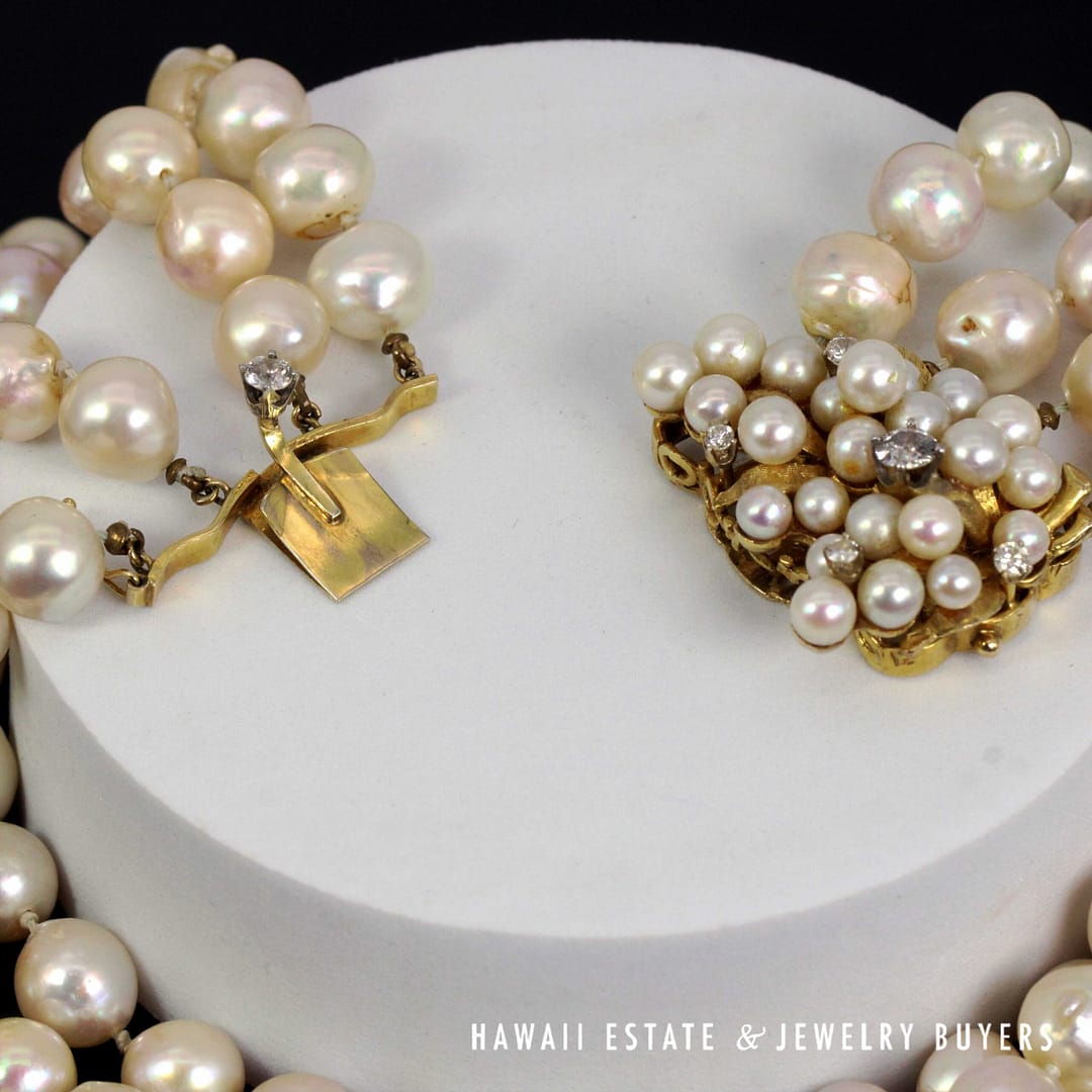 Baroque South Sea Pearl Necklace with Diamond 14K Yellow Gold Clasp 17" - Image 7