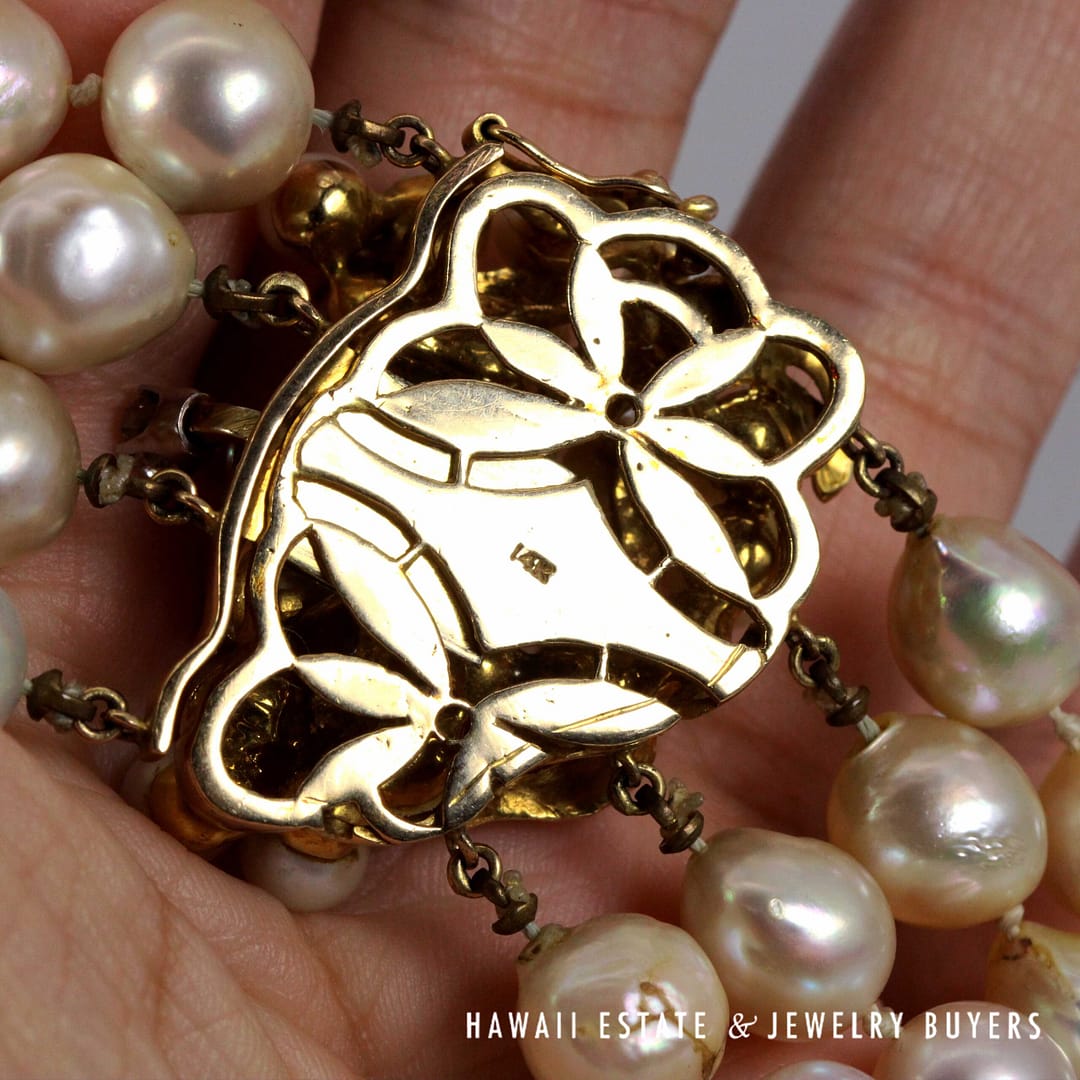 Baroque South Sea Pearl Necklace with Diamond 14K Yellow Gold Clasp 17" - Image 8