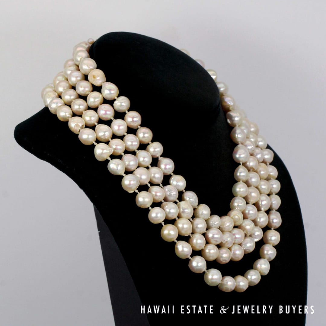 Baroque South Sea Pearl Necklace with Diamond 14K Yellow Gold Clasp 17" - Image 2