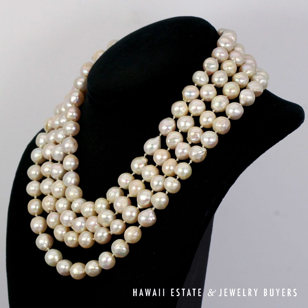 Baroque South Sea Pearl Necklace with Diamond 14K Yellow Gold Clasp 17" - Image 3