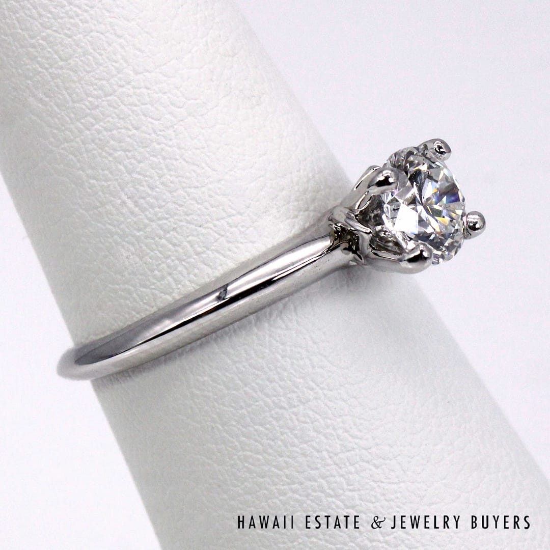 GIA 1CT Round Brilliant Natural Diamond Platinum Engagement Ring Sz 7 - Image 4