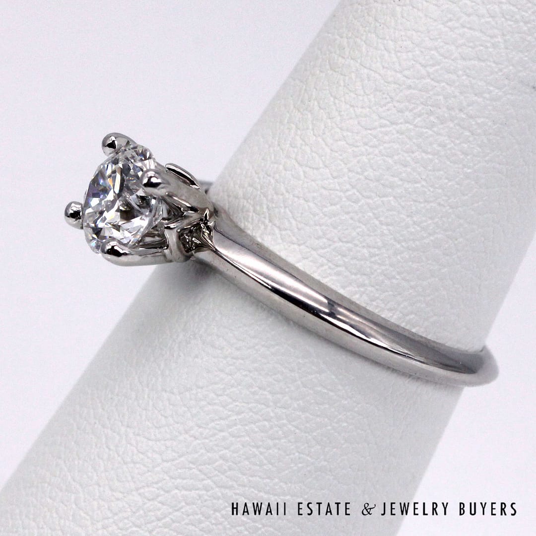 GIA 1CT Round Brilliant Natural Diamond Platinum Engagement Ring Sz 7 - Image 5