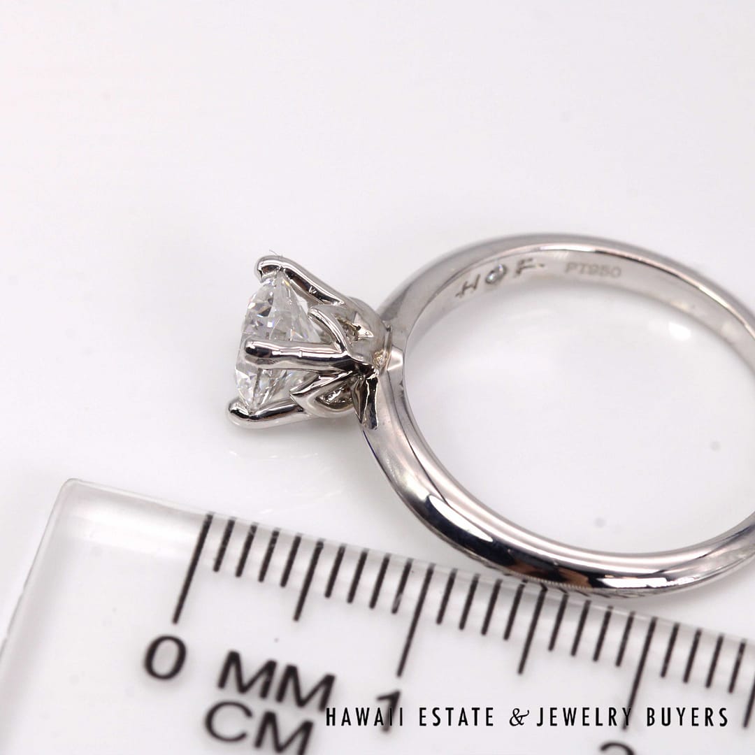 GIA 1CT Round Brilliant Natural Diamond Platinum Engagement Ring Sz 7 - Image 11