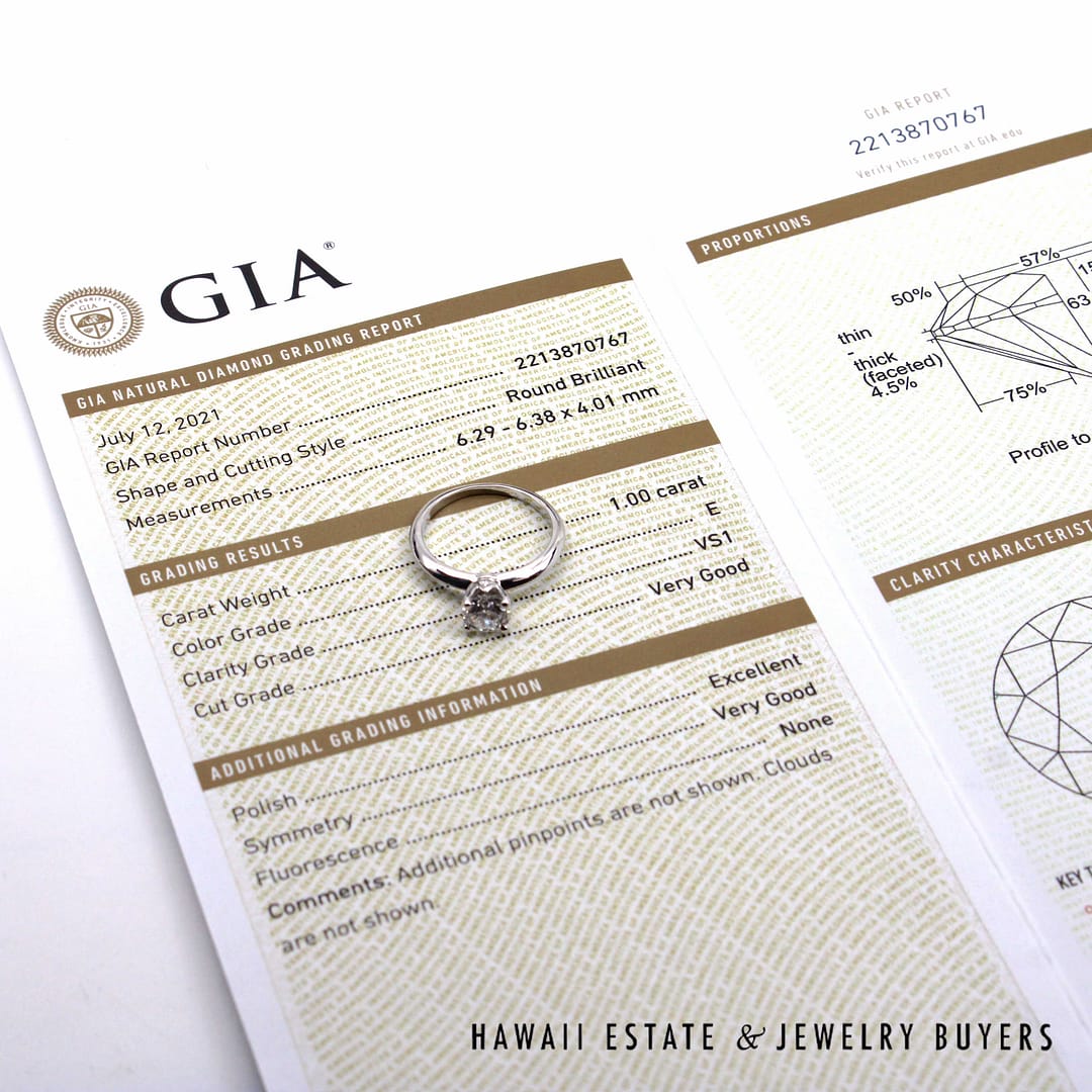 GIA 1CT Round Brilliant Natural Diamond Platinum Engagement Ring Sz 7 - Image 12