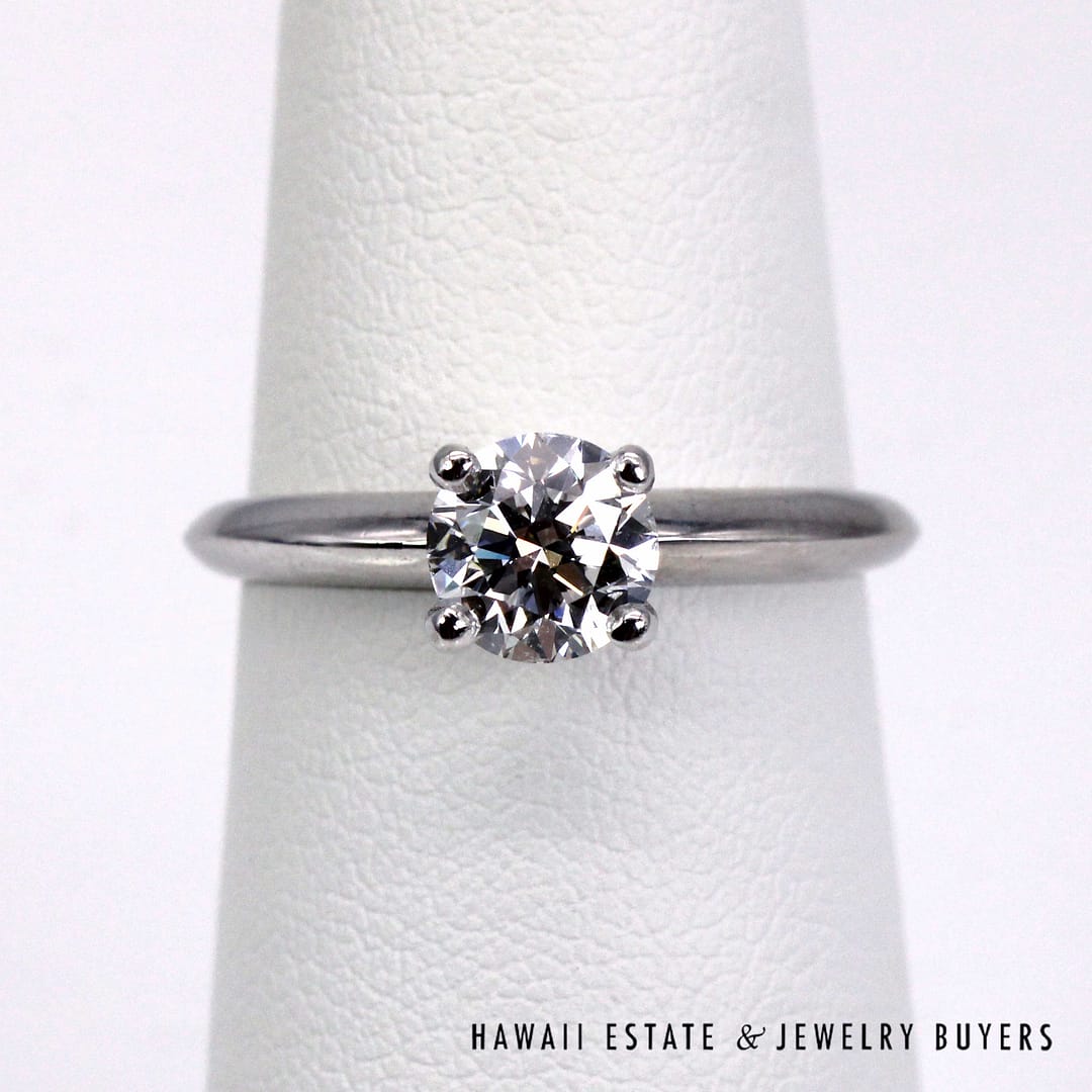 GIA 1CT Round Brilliant Natural Diamond Platinum Engagement Ring Sz 7 - Image 3