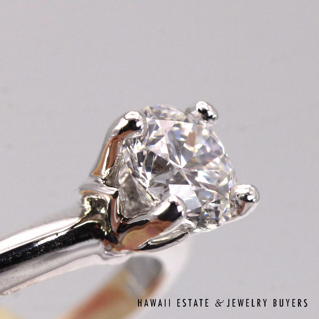 GIA 1CT Round Brilliant Natural Diamond Platinum Engagement Ring Sz 7 - Image 2