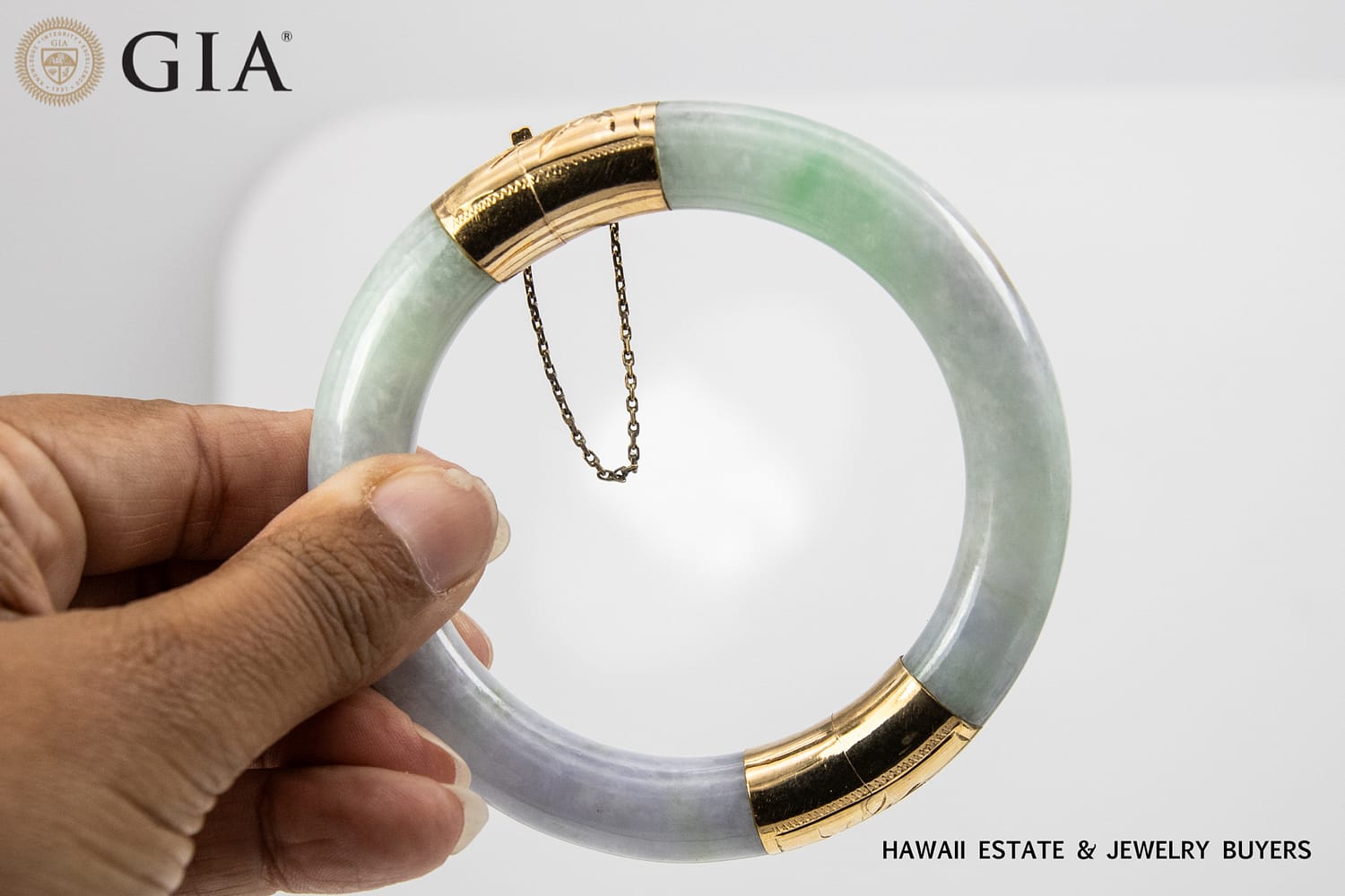 GIA 80.5g 14KYG MOTTLED GREEN, LIGHT PURPLISH GRAY AND BROWN JADE TYPE A - Image 2
