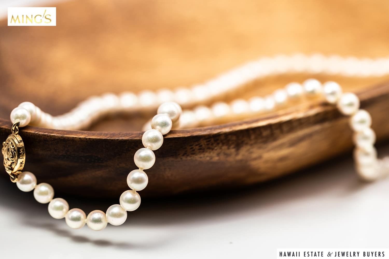MING'S 6-6.5mm CULTURED PEARL STRAND KNOTTED TO 25 INCHES WITH 14KYG CLASP - Image 4