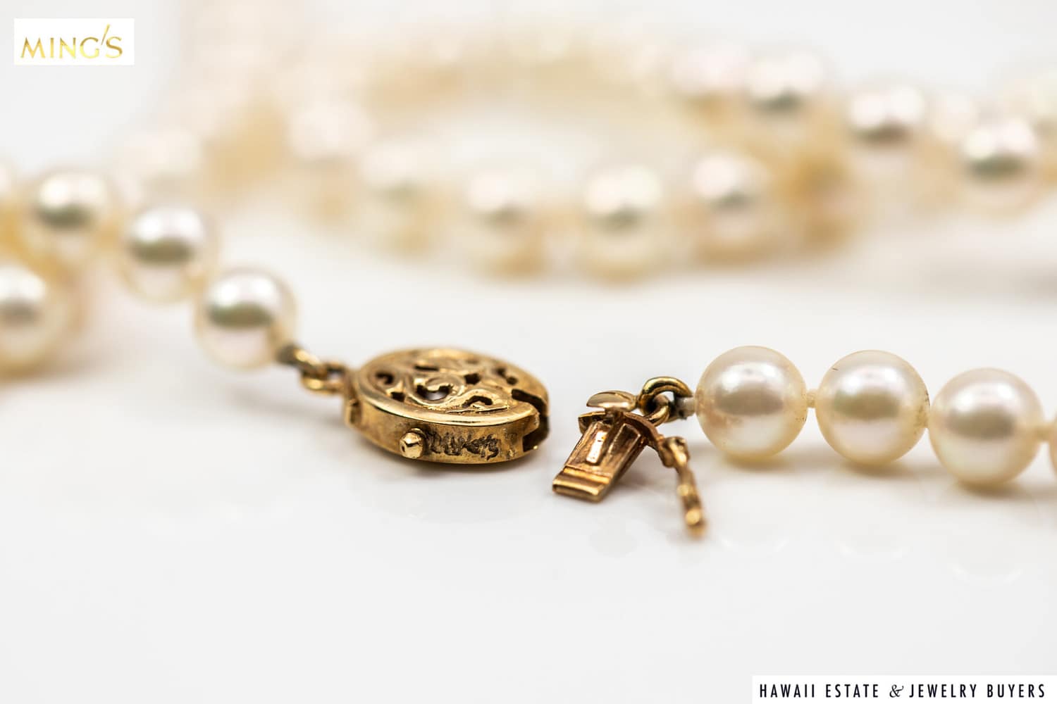 MING'S 6-6.5mm CULTURED PEARL STRAND KNOTTED TO 25 INCHES WITH 14KYG CLASP - Image 6
