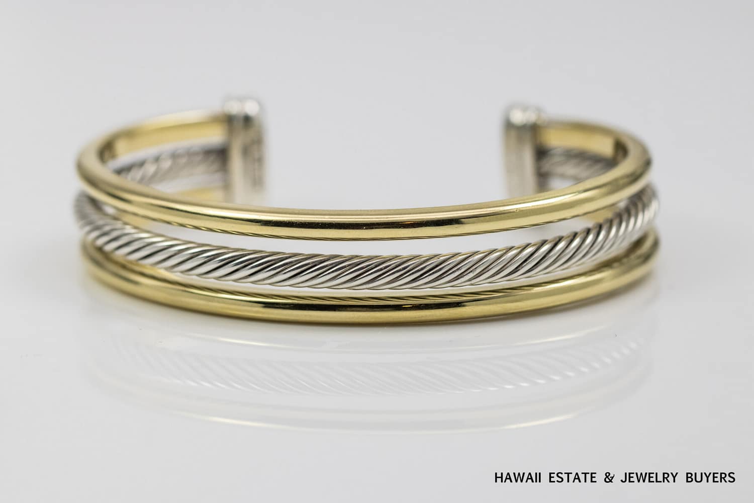 DAVID YURMAN 51.1g 18KYG/STERLING SILVER CUFF BRACELET SIZE 6.25