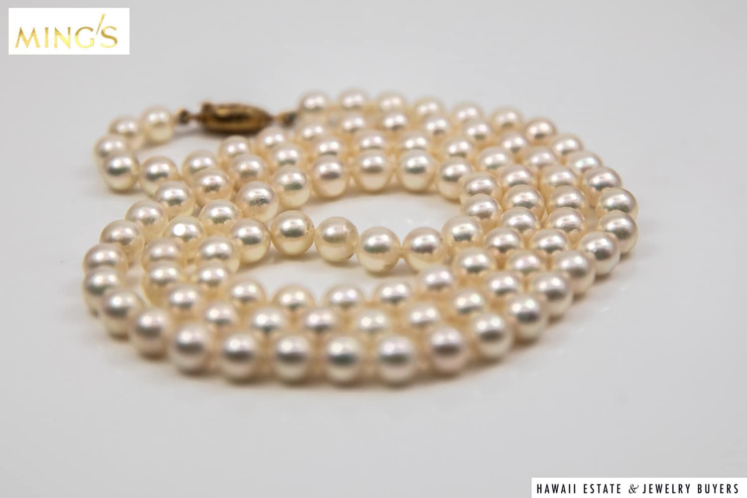 MING'S 6-6.5mm CULTURED PEARL STRAND KNOTTED TO 25 INCHES WITH 14KYG CLASP - Image 2