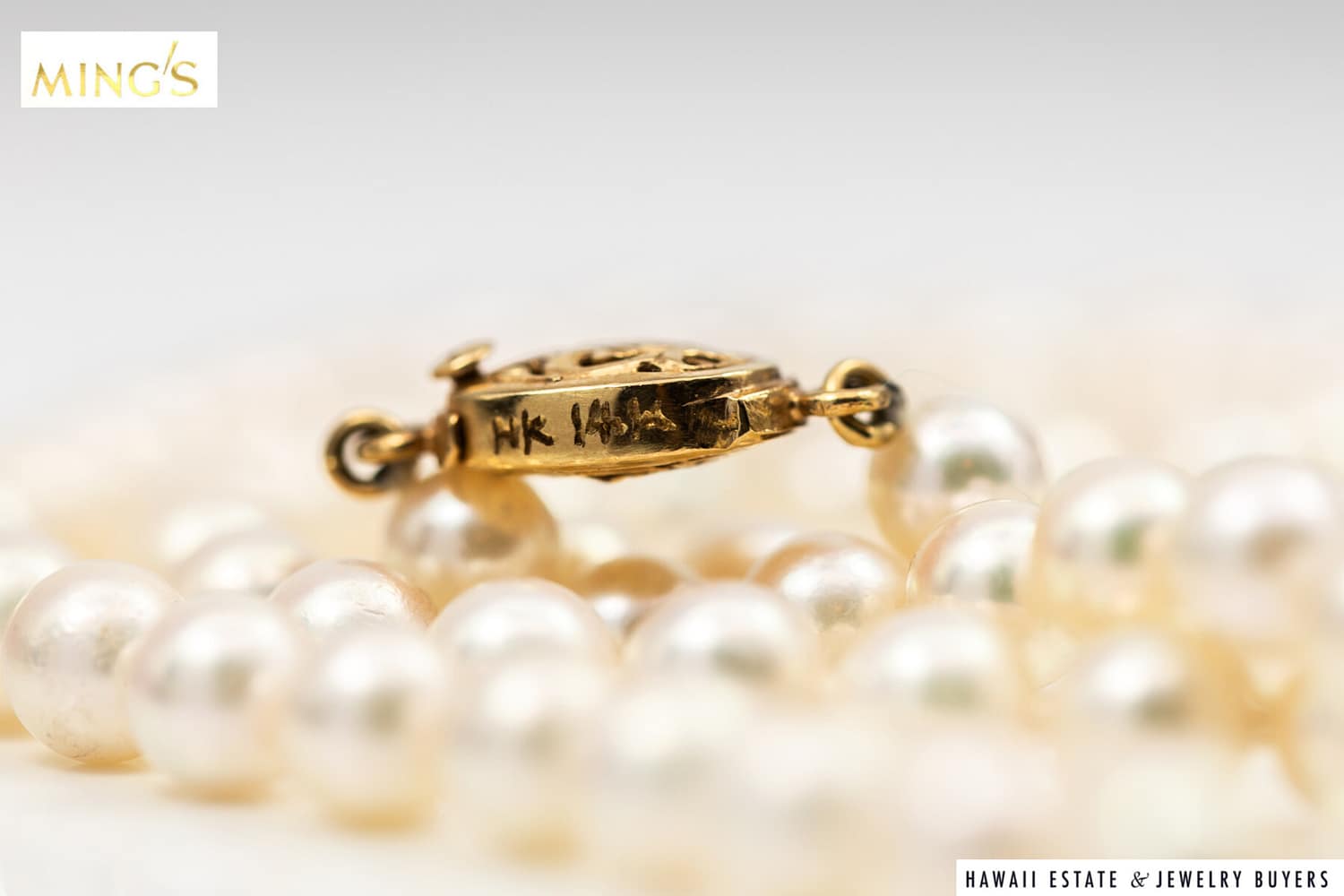 MING'S 6-6.5mm CULTURED PEARL STRAND KNOTTED TO 25 INCHES WITH 14KYG CLASP - Image 3