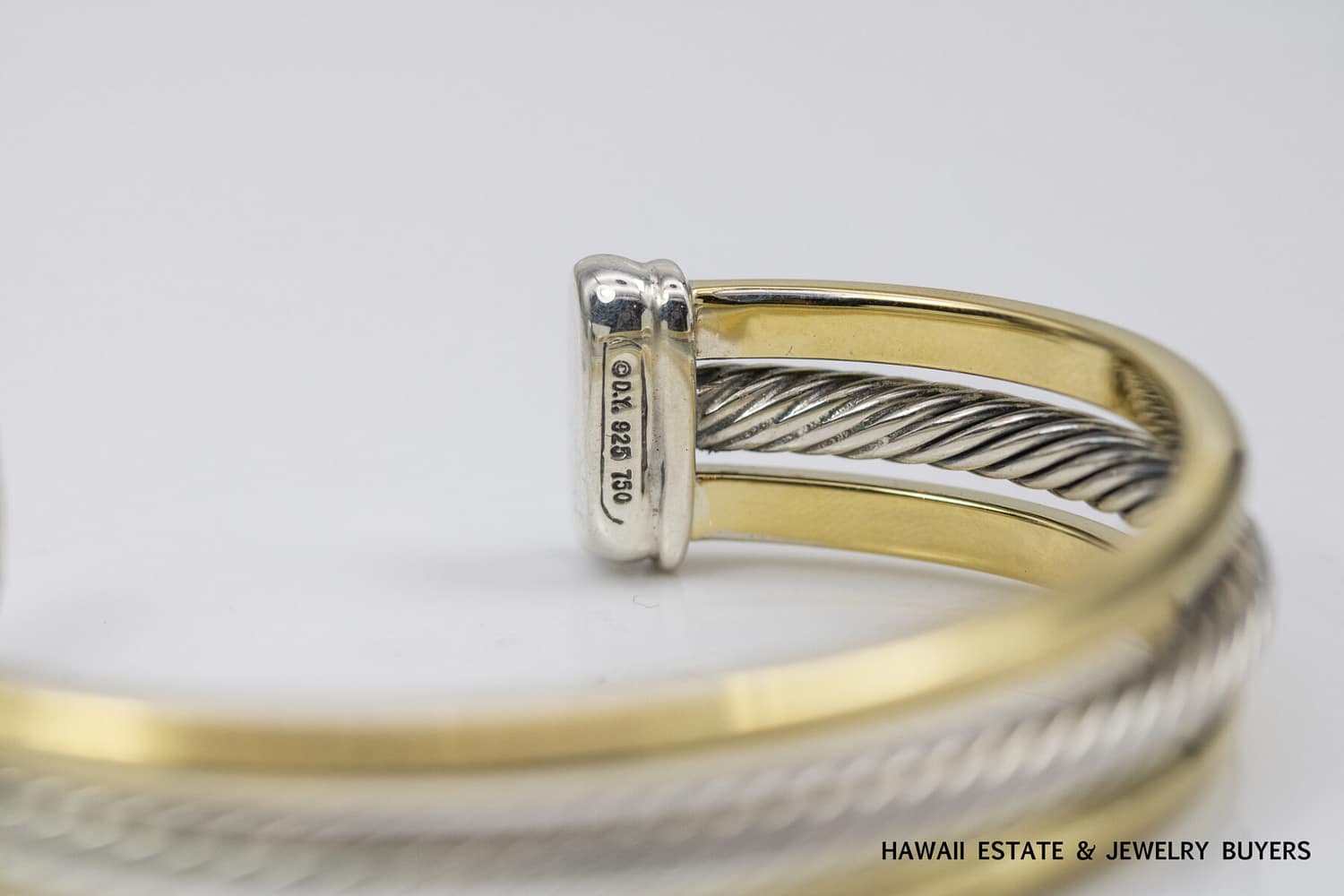 DAVID YURMAN 51.1g 18KYG/STERLING SILVER CUFF BRACELET SIZE 6.25 - Image 4