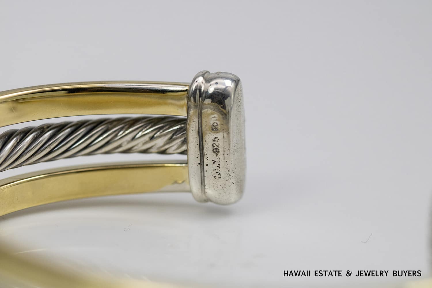 DAVID YURMAN 51.1g 18KYG/STERLING SILVER CUFF BRACELET SIZE 6.25 - Image 3