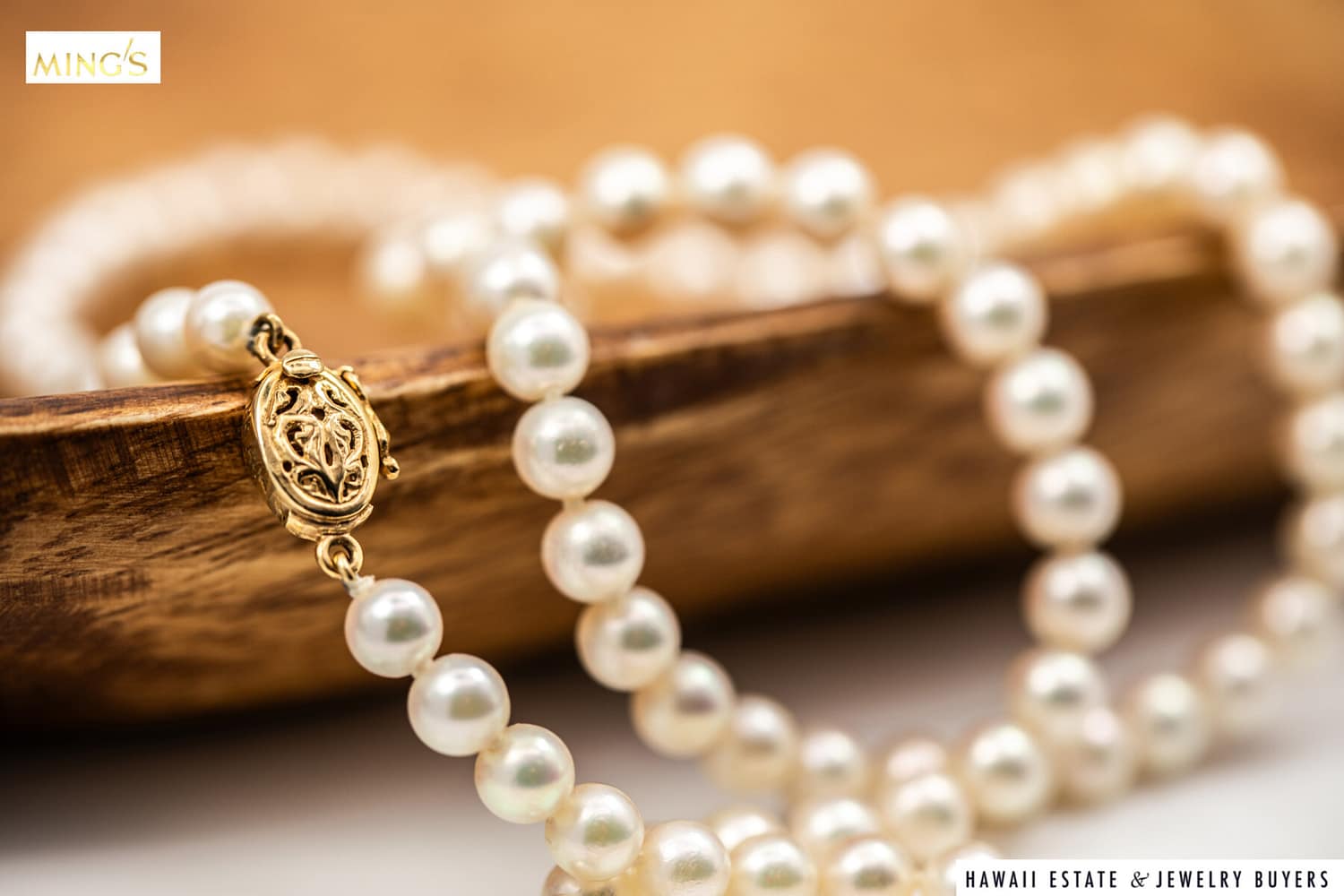 MING'S 6-6.5mm CULTURED PEARL STRAND KNOTTED TO 25 INCHES WITH 14KYG CLASP - Image 5