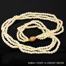 3-Strand Ni'ihau Shell Lei: Poe Poe Momi Lenalena 38 inches #LK021820-01