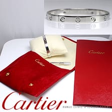 CARTIER LOVE BRACELET 4 DIAMONDS 18K WHITE GOLD SIZE 16 100% AUTHENTIC