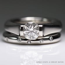 STEVEN KRETCHMER ENGAGEMENT RING ETOILE WEDDING BAND SET PLATINUM .98CTW SZ 4.25