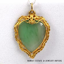 Jade Pale Green Shield 24K Yellow Gold Dragon Pendant