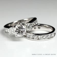 1CT ROUND BRILLIANT NATURAL DIAMOND W/ .43CTW RING & 1CTW DIAMOND BAND
