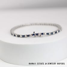 13.2g 14LWG 1.12ctw Diamond 2.32ctw Sapphire Tennis Bracelet Size 7