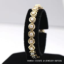 2.50ctw SI/GH Diamond 14K Yellow Gold Circle Link Bracelet Size 6.75