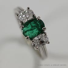 Oscar Heyman Emerald & Diamond Three Stone Platinum Ring