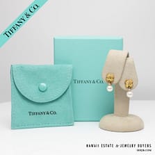 TIFFANY & CO. 3.9g 18KYG SIGNATURE X PEARL EARRINGS