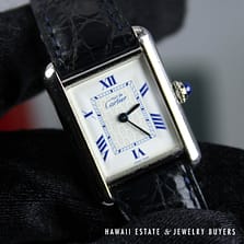 Cartier Sterling Tank Watch Stainless Deployant Buckle With Extra Band, Pouch, Box , Book and Papers