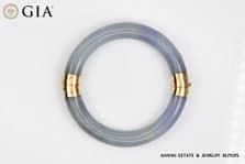 GIA 68.2g 14KYG PURPLISH GRAY HINGED BANGLE BRACELET SIZE 7.25