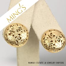 Ming's Hawaii Four Seasons 18mm 4.8g 14K Yellow Gold Round Earrings