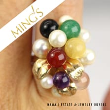 Ming's 9.2g 14KYG Multi Bead and Pearl Ring Size 6