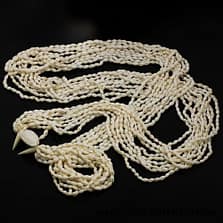 10-Strand Ni'ihau Shell Wedding Lei: Pololei Laiki Ke'oke'o 53 inch #2778-16