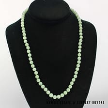 14KYG Knotted 6-7.2mm Green Jade Bead 21" Necklace