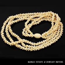 Three Strand Ni'ihau Shell Lei: Pikake Momi Lenalena 36 inches