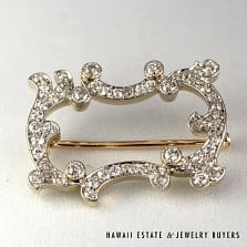 VINTAGE 6.1g PLAT/16KYG 1ctw OLD EUROPEAN CUT DIAMOND BROOCH