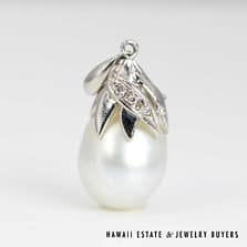 11mm Barbeque Pearl & 0.03ctw Diamond Platinum Pendant