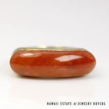 Vintage Honey Jade Saddle 14K Yellow Gold Ring Size 8
