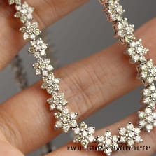 9.75ctw Diamond Flower Motif 31g 14K White Gold Necklace 17 Inch