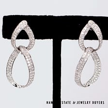 4.20ctw Diamond SI/FG Pave Ribbon Dangle 18K Gold Earrings 44mm