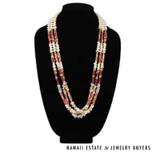 3-Strand Multi-Color Ni'ihau Shell Lei: Kipona 33 inches #HC070122-03