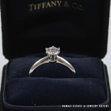 TIFFANY & CO. AUTHENTIC .53CT ROUND BRILLIANT PLATINUM SOLITAIRE ENGAGEMENT RING