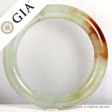 GIA CERTIFIED GRADE TYPE A NATURAL JADEITE JADE BANGLE 10.5-11MM GREEN BROWN