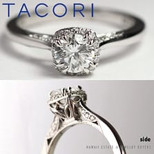 GIA 0.57 ROUND BRILLIANT TACORI DANTELA 18K WHITE GOLD ENGAGEMENT RING - E VVS1