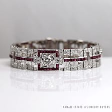 5.22CTW G VS DIAMOND 5.94CTW BURMESE RUBY TWO TONE 18KW/Y GOLD BRACELET 6.75"
