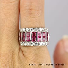 3.21ctw Ruby 1.49ctw Diamond Ring Platinum Size 5.5, 12.2g